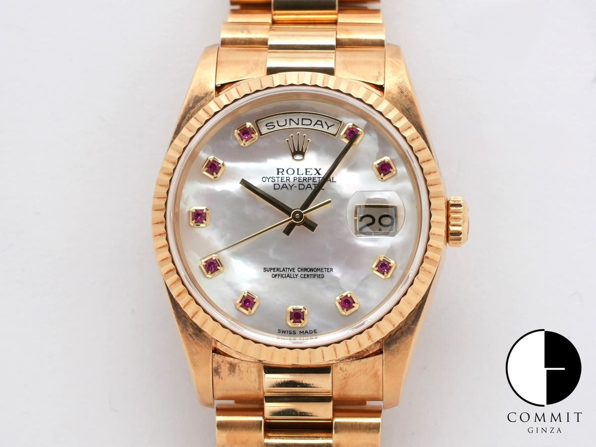 ロレックス デイデイト36 Ref.18238NGR イエローゴールド ホワイトシェル文字盤