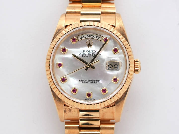 ロレックス デイデイト36 Ref.18238NGR イエローゴールド ホワイトシェル文字盤