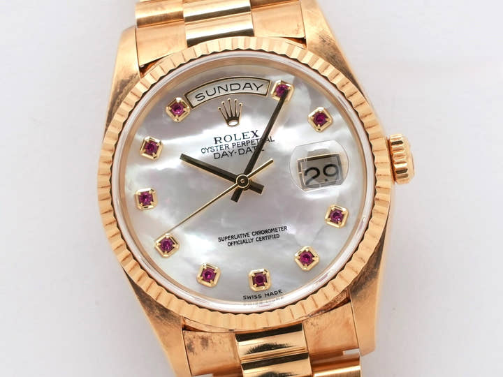 ロレックス デイデイト36 Ref.18238NGR イエローゴールド ホワイトシェル文字盤