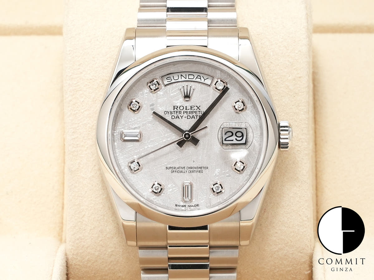 ロレックス デイデイト36 Ref.118206A プラチナ メテオライト文字盤