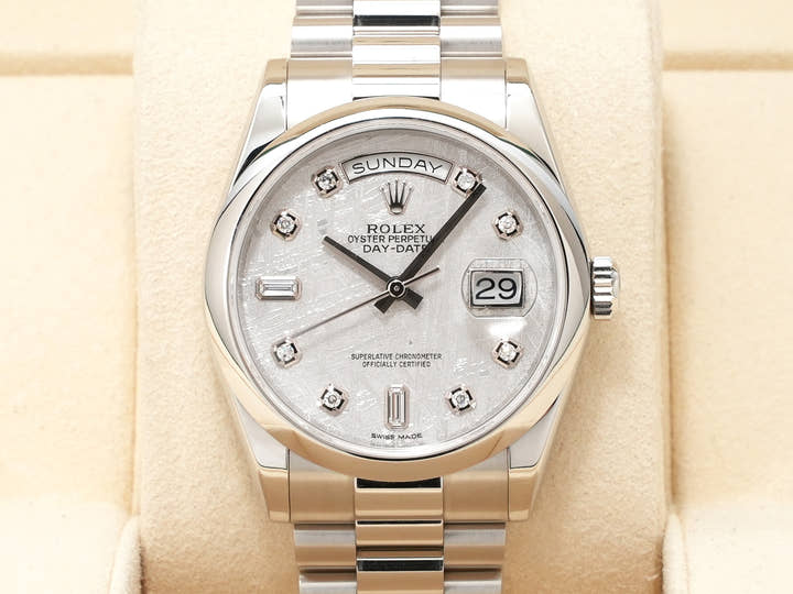 ロレックス デイデイト36 Ref.118206A プラチナ メテオライト文字盤