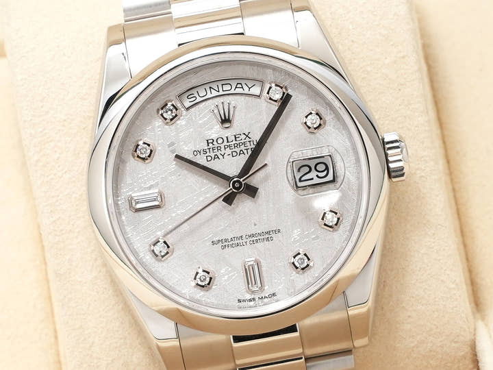 ロレックス デイデイト36 Ref.118206A プラチナ メテオライト文字盤