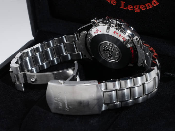 オメガ スピードマスター シューマッハ レジェンド Ref.3853.32 アイボリー×ブラック文字盤 中古 93ro395d