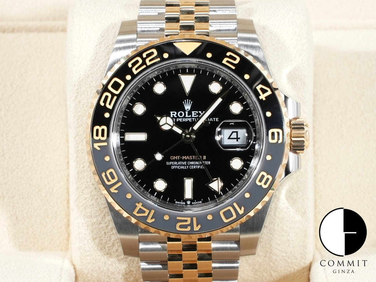 Rolex GMT-Master II Ref. 126713GRNR Stainless Steel/Yellow Gold Black Dial Jubilee Bracelet