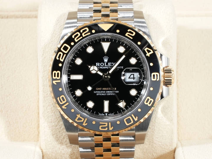 Rolex GMT-Master II Ref. 126713GRNR Stainless Steel/Yellow Gold Black Dial Jubilee Bracelet