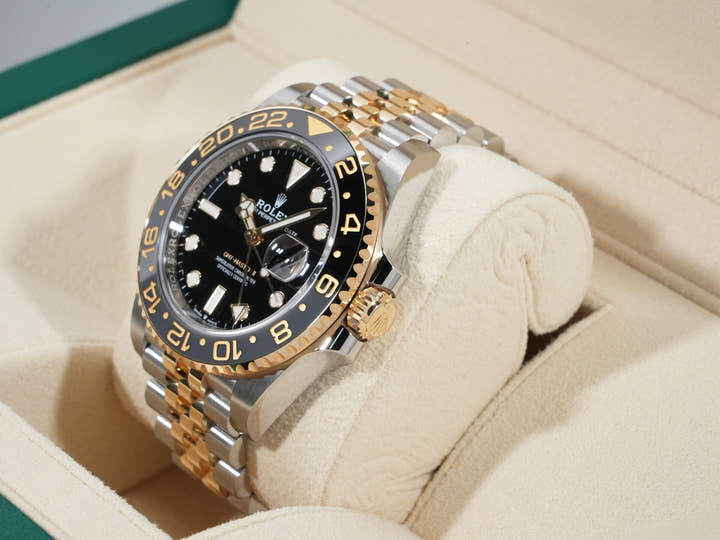 Rolex GMT-Master II Ref. 126713GRNR Stainless Steel/Yellow Gold Black Dial Jubilee Bracelet