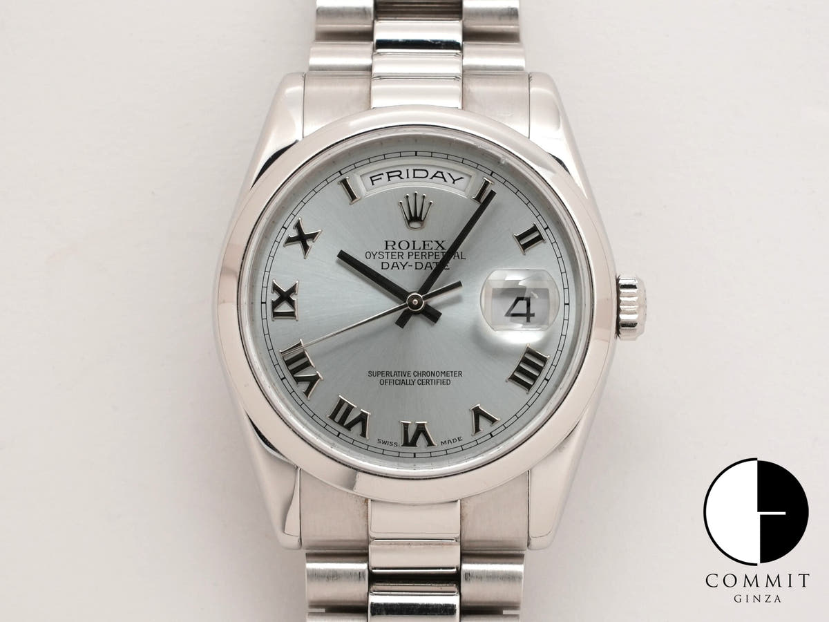 ロレックス デイデイト36 Ref.118206 プラチナ アイスブルー文字盤