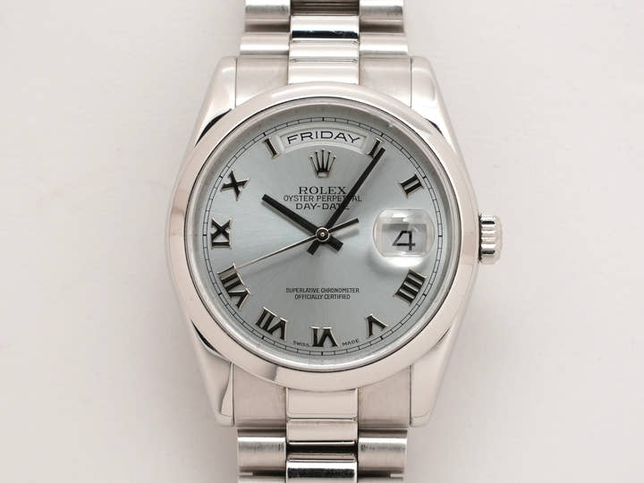 ロレックス デイデイト36 Ref.118206 プラチナ アイスブルー文字盤