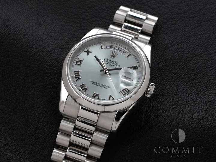 ロレックス デイデイト36 Ref.118206 プラチナ アイスブルー文字盤