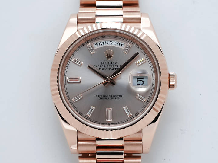 ロレックス デイデイト40 Ref.228235A エバーローズゴールド サンダストx10Pダイヤ文字盤