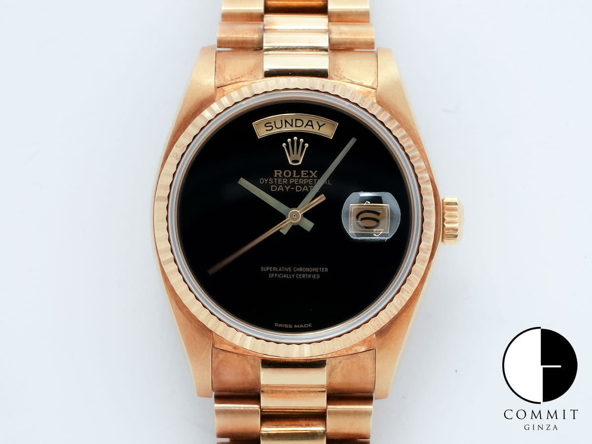 ロレックス デイデイト36 Ref.18038 イエローゴールド オニキス文字盤
