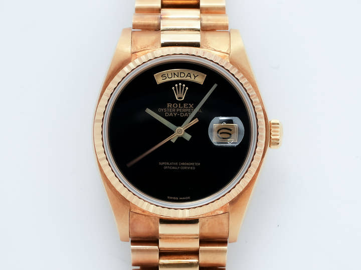 ロレックス デイデイト36 Ref.18038 イエローゴールド オニキス文字盤