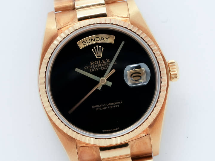 ロレックス デイデイト36 Ref.18038 イエローゴールド オニキス文字盤