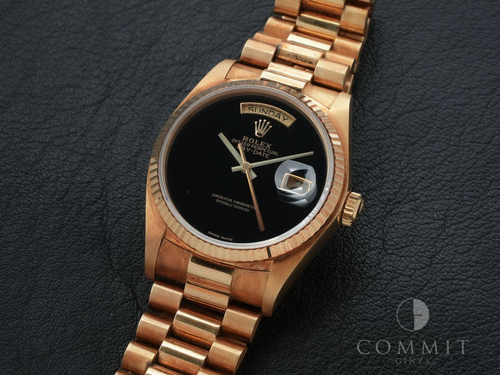 ロレックス デイデイト36 Ref.18038 イエローゴールド オニキス文字盤
