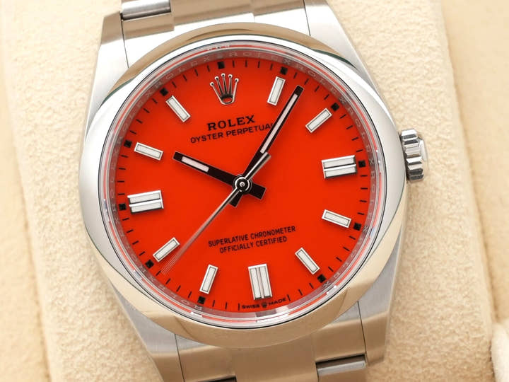 ロレックス オイスターパーペチュアル36 Ref.126000 ステンレススチール コーラルレッド文字盤
