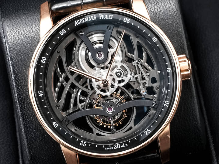オーデマピゲ CODE 11.59 バイ オーデマ ピゲ トゥールビヨン オープンワーク Ref.26600OR.OO.D002CR.01 ピンクゴールド ブラックラッカーインナーベゼル、オープンワーク文字盤