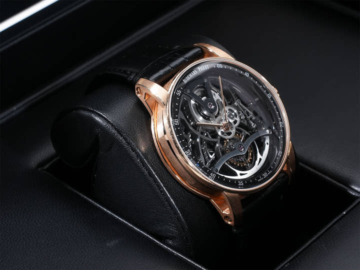 オーデマピゲ CODE 11.59 バイ オーデマ ピゲ トゥールビヨン オープンワーク Ref.26600OR.OO.D002CR.01 ピンクゴールド ブラックラッカーインナーベゼル、オープンワーク文字盤