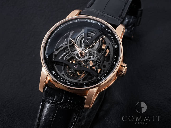 オーデマピゲ CODE 11.59 バイ オーデマ ピゲ トゥールビヨン オープンワーク Ref.26600OR.OO.D002CR.01 ピンクゴールド ブラックラッカーインナーベゼル、オープンワーク文字盤