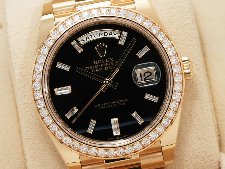 ロレックス デイデイト40 Ref.228348RBR イエローゴールド オニキス文字盤