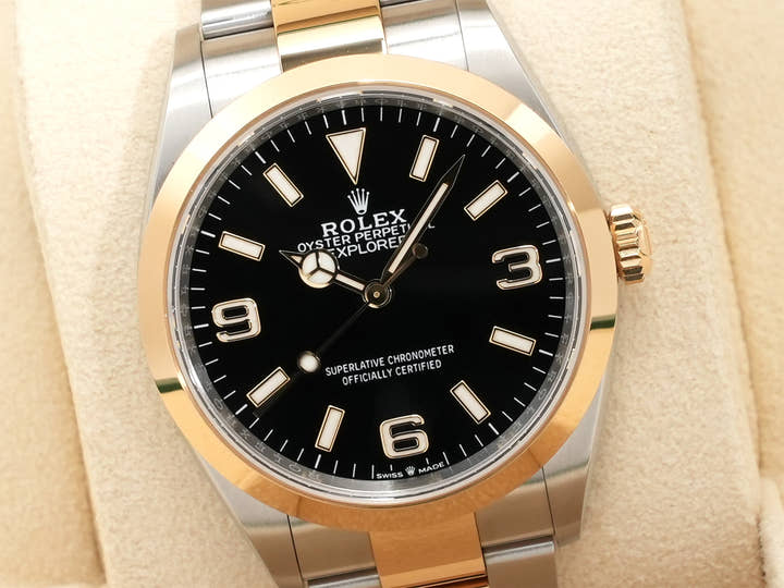 ロレックス エクスプローラー36 Ref.124273 ステンレススチール/イエローゴールド ブラック文字盤