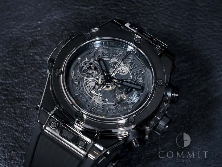 ウブロ ビッグバン ウニコ サファイア オールブラック Ref.411.JB.4901.RT スケルトン文字盤 中古 2eoqmney