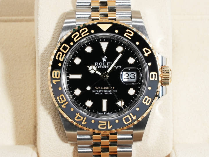 Rolex GMT-Master II Ref. 126713GRNR Stainless Steel/Yellow Gold Black Dial Jubilee Bracelet
