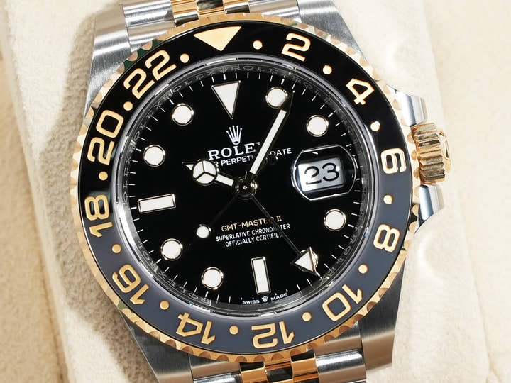 Rolex GMT-Master II Ref. 126713GRNR Stainless Steel/Yellow Gold Black Dial Jubilee Bracelet