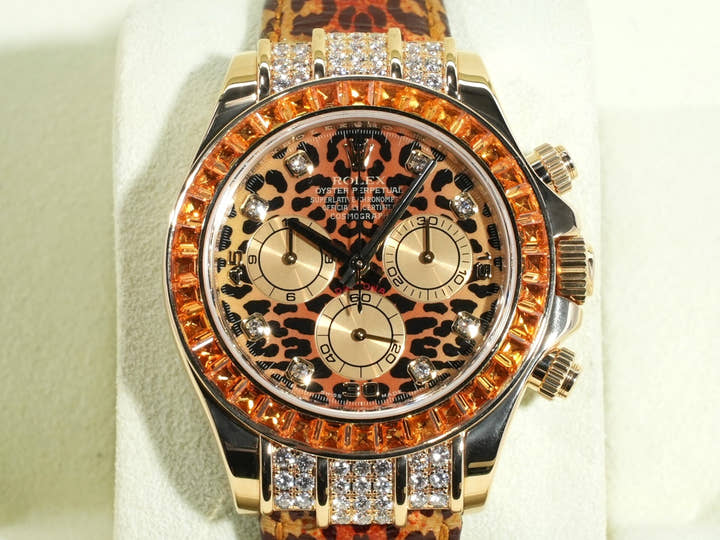 ロレックス デイトナ Ref.116598SACO イエローゴールド レパードx8Pダイヤ文字盤