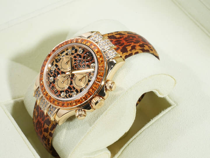 ロレックス デイトナ Ref.116598SACO イエローゴールド レパードx8Pダイヤ文字盤