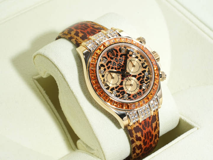 ロレックス デイトナ Ref.116598SACO イエローゴールド レパードx8Pダイヤ文字盤