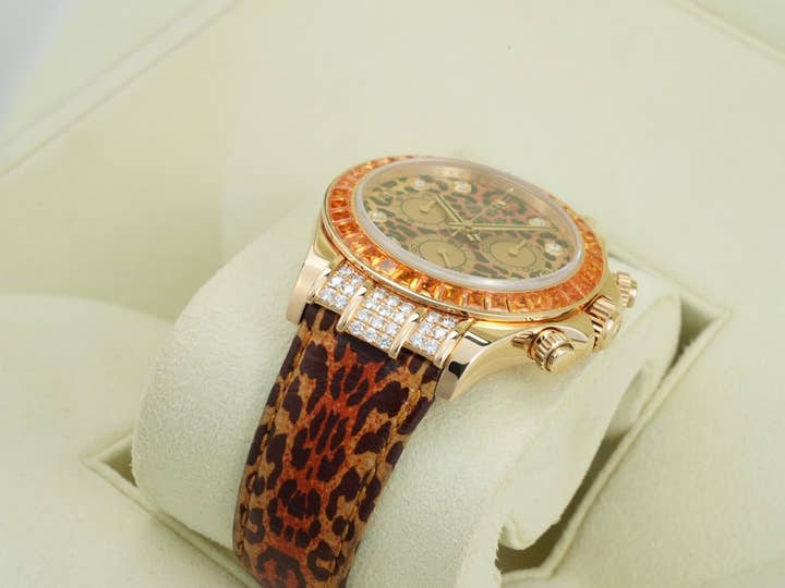 ロレックス デイトナ Ref.116598SACO イエローゴールド レパードx8Pダイヤ文字盤