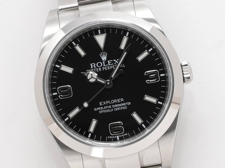 ロレックス エクスプローラーI 鏡面ブラックアウト Ref.214270 ステンレススチール ブラック文字盤