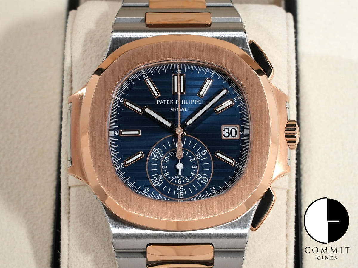 パテックフィリップ ノーチラス クロノグラフ Ref.5980/1AR-001 ステンレススチール/ローズゴールド ブルー文字盤