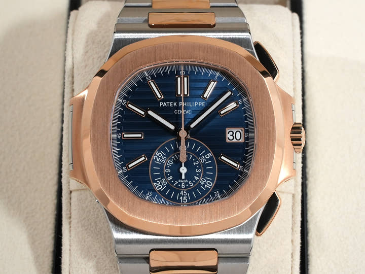 パテックフィリップ ノーチラス クロノグラフ Ref.5980/1AR-001 ステンレススチール/ローズゴールド ブルー文字盤
