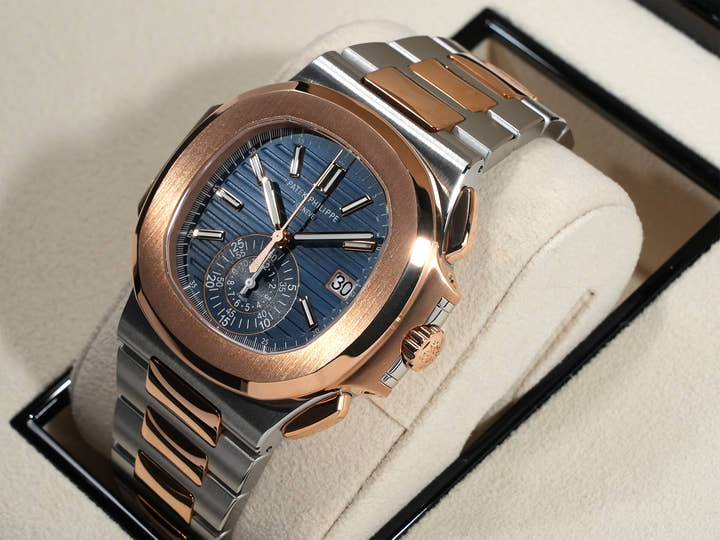 パテックフィリップ ノーチラス クロノグラフ Ref.5980/1AR-001 ステンレススチール/ローズゴールド ブルー文字盤