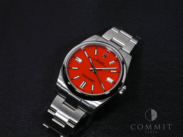 ロレックス オイスターパーペチュアル41 Ref.124300 ステンレススチール コーラルレッド文字盤