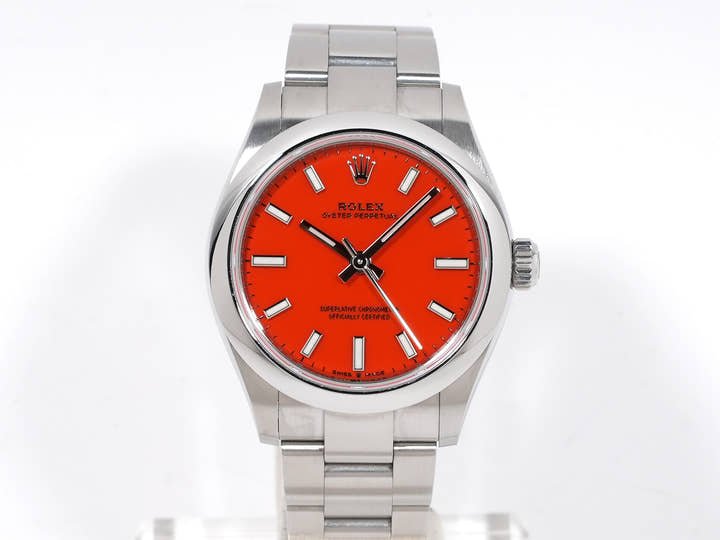 ロレックス オイスターパーペチュアル31 Ref.277200 ステンレススチール コーラルレッド文字盤