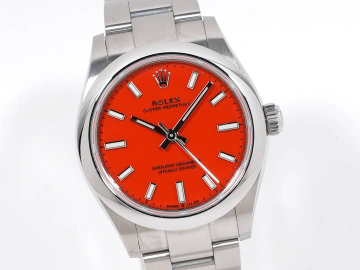 ロレックス オイスターパーペチュアル31 Ref.277200 ステンレススチール コーラルレッド文字盤