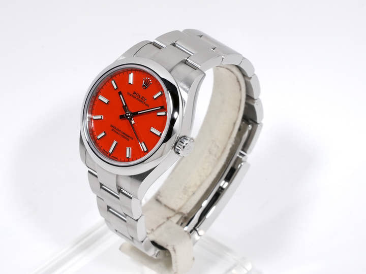 ロレックス オイスターパーペチュアル31 Ref.277200 ステンレススチール コーラルレッド文字盤
