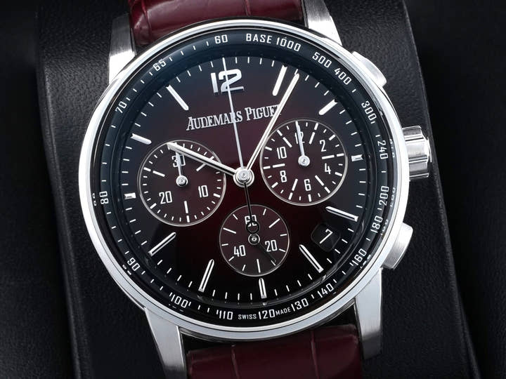 Audemard Piguet CODE 11.59 by Audemard Piguet Chronograph Ref. 26393BC.OO.A068CR.01 White Gold Burgundy Dial