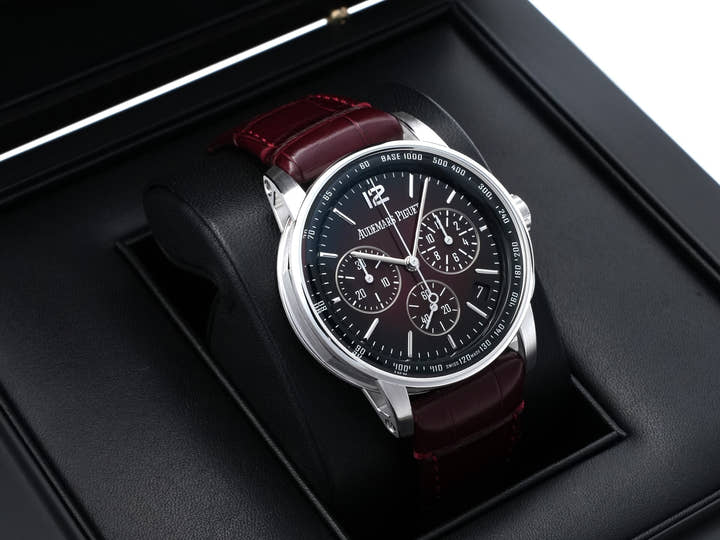 Audemard Piguet CODE 11.59 by Audemard Piguet Chronograph Ref. 26393BC.OO.A068CR.01 White Gold Burgundy Dial