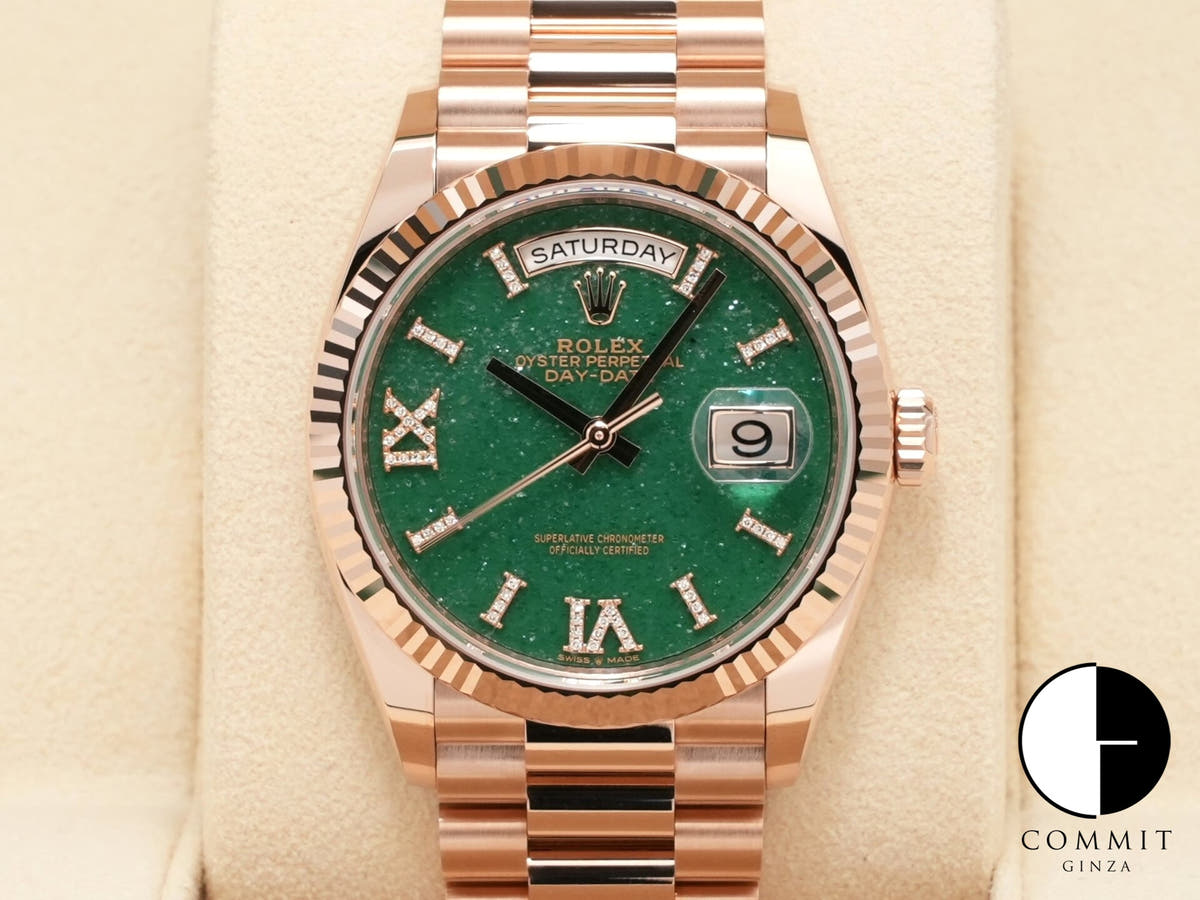 ロレックス デイデイト36 Ref.128235 エバーローズゴールド グリーンアベンチュリン文字盤