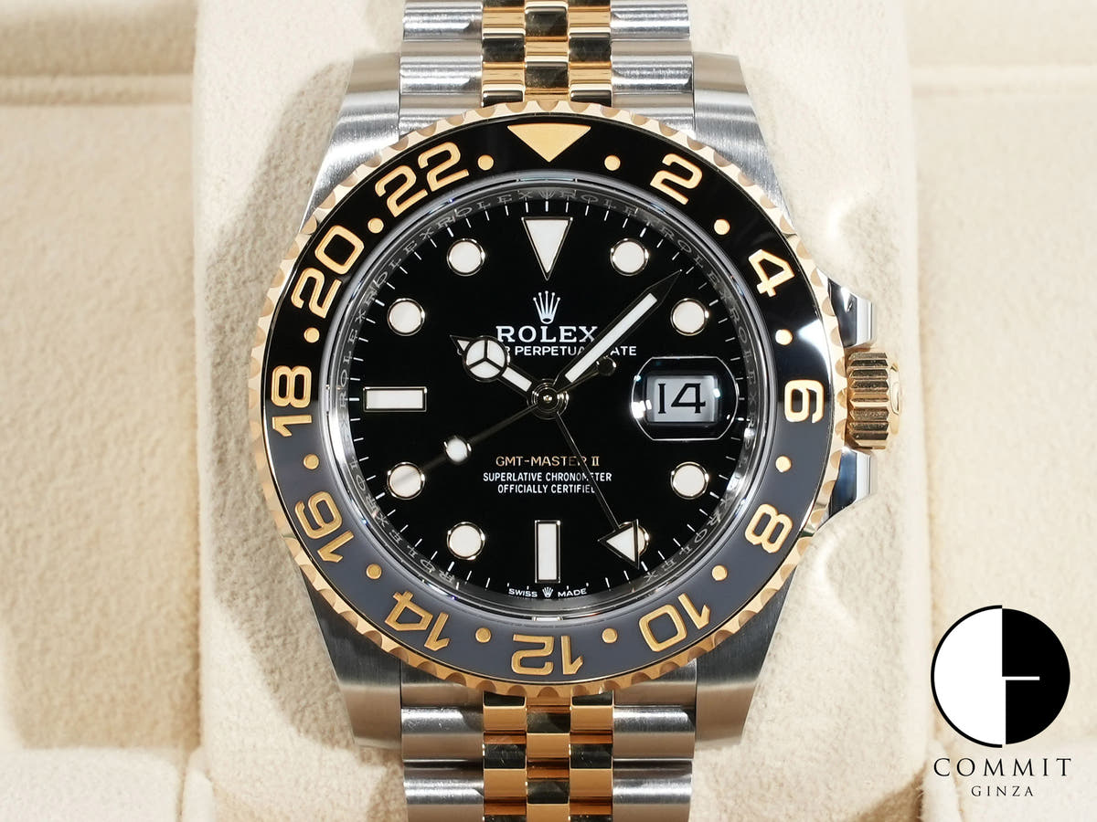 Rolex GMT-Master II Ref. 126713GRNR Stainless Steel/Yellow Gold Black Dial Jubilee Bracelet