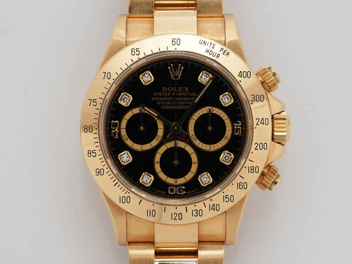 ロレックス デイトナ エルプリメロ Ref.16528 イエローゴールド ブラックx8Pダイヤ文字盤