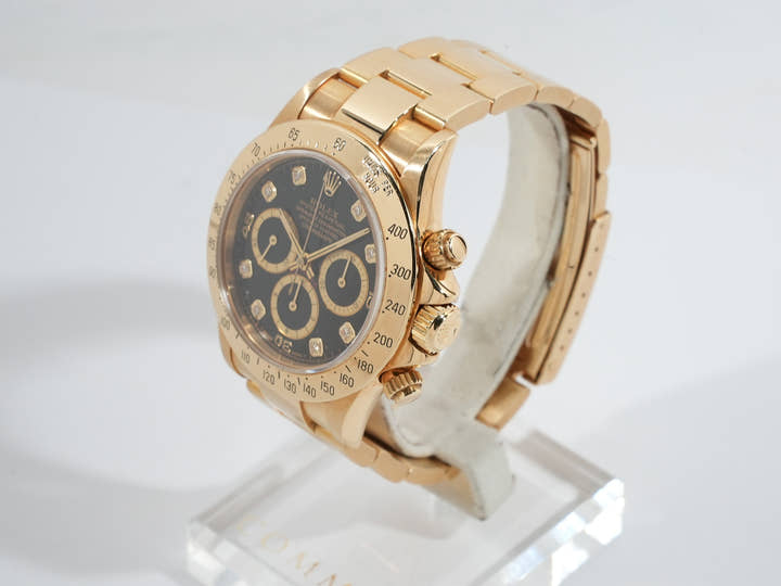 ロレックス デイトナ エルプリメロ Ref.16528 イエローゴールド ブラックx8Pダイヤ文字盤