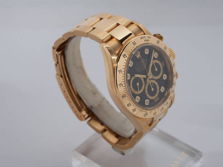 ロレックス デイトナ エルプリメロ Ref.16528 イエローゴールド ブラックx8Pダイヤ文字盤