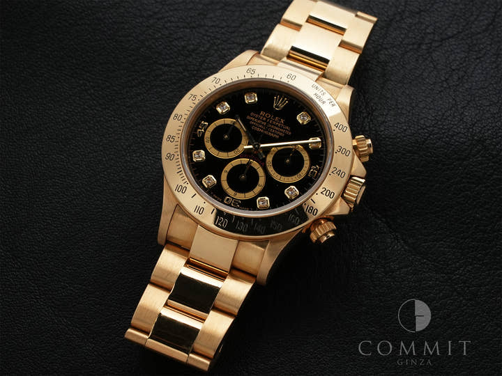 ロレックス デイトナ エルプリメロ Ref.16528 イエローゴールド ブラックx8Pダイヤ文字盤