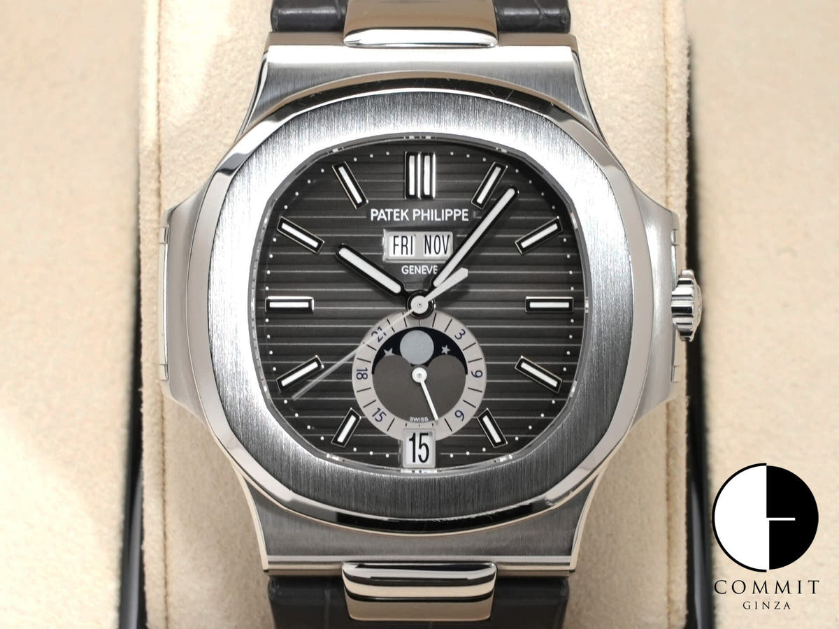 パテックフィリップ ノーチラス アニュアルカレンダー ムーンフェイズ Ref.5726A-001 ステンレススチール ブラック文字盤