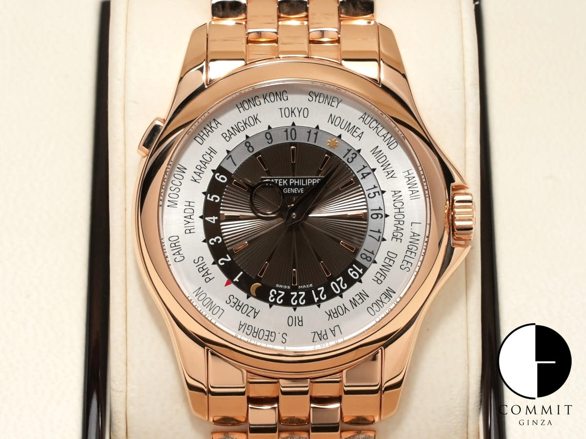 パテックフィリップ コンプリケーション ワールドタイム Ref.5130/1R-001 ローズゴールド シルバー/ブラウン文字盤
