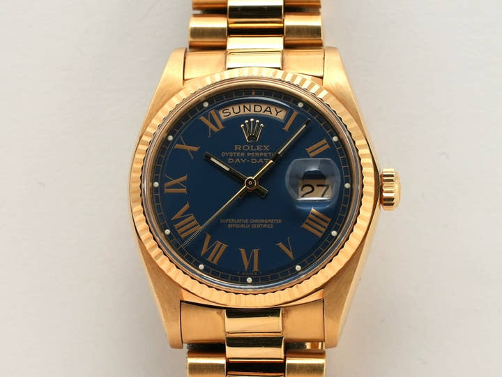 ロレックス デイデイト36 Ref.1803/8 イエローゴールド ブルー文字盤